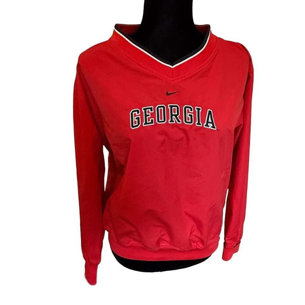 Vintage Nike Center Swoosh Georgia Bulldogs UGA V-Neck Windbreaker Pullover Yout